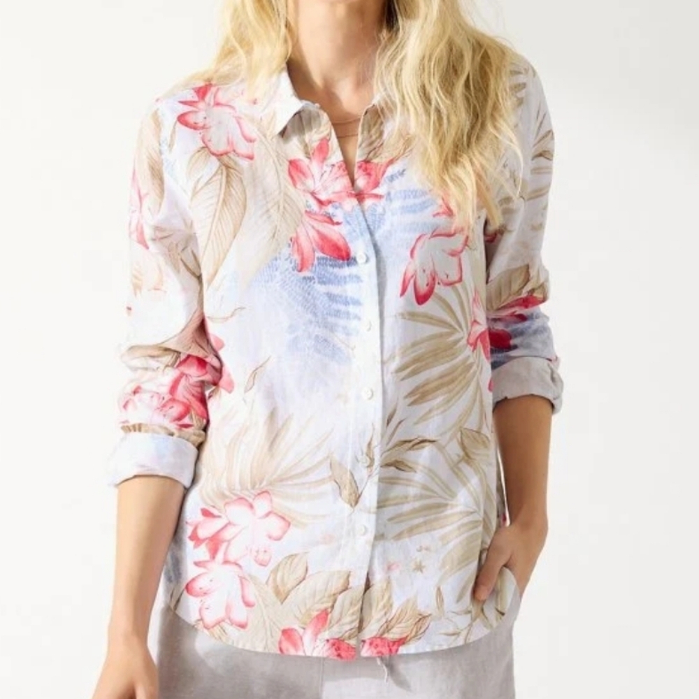 Tommy Bahama Delicate Floral Button-Up Shirt Linen